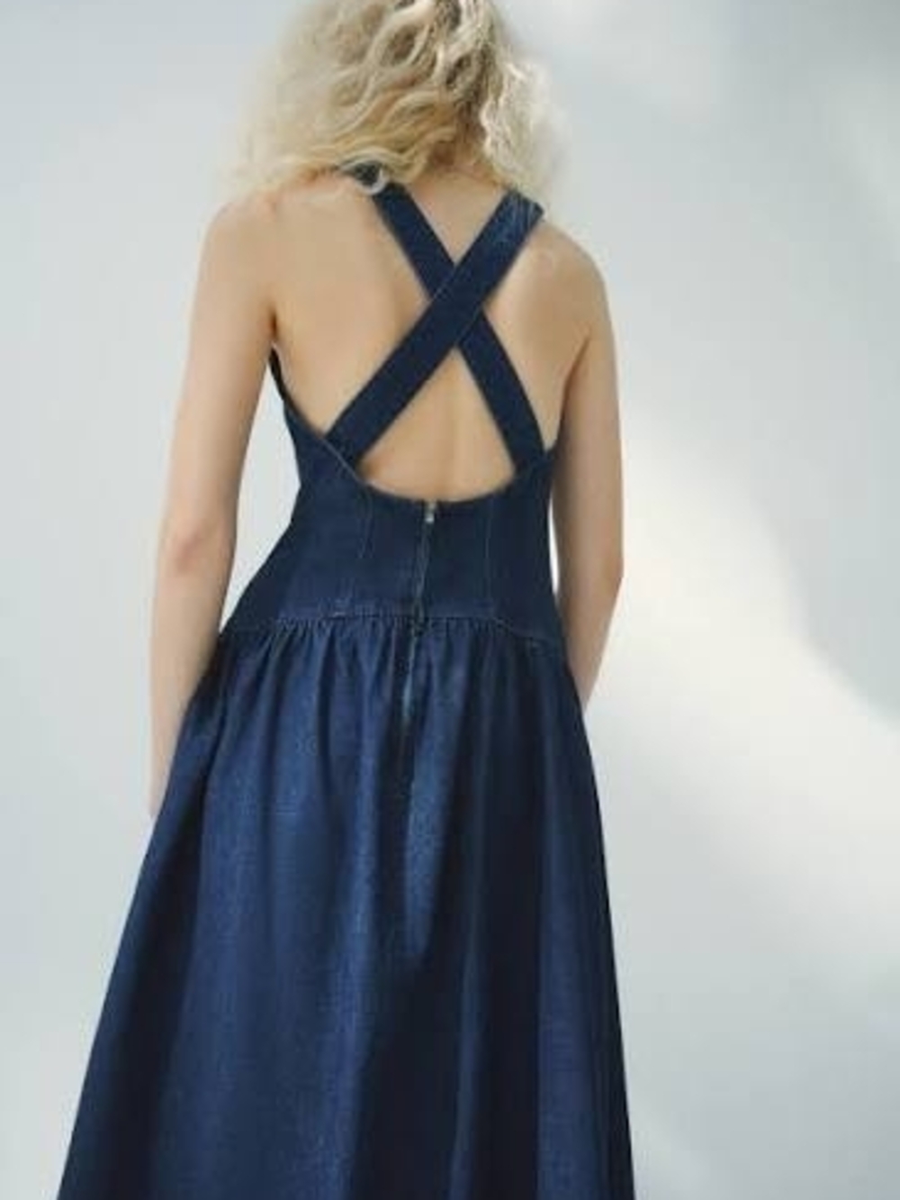 Denim Crossbody Maxi Dress